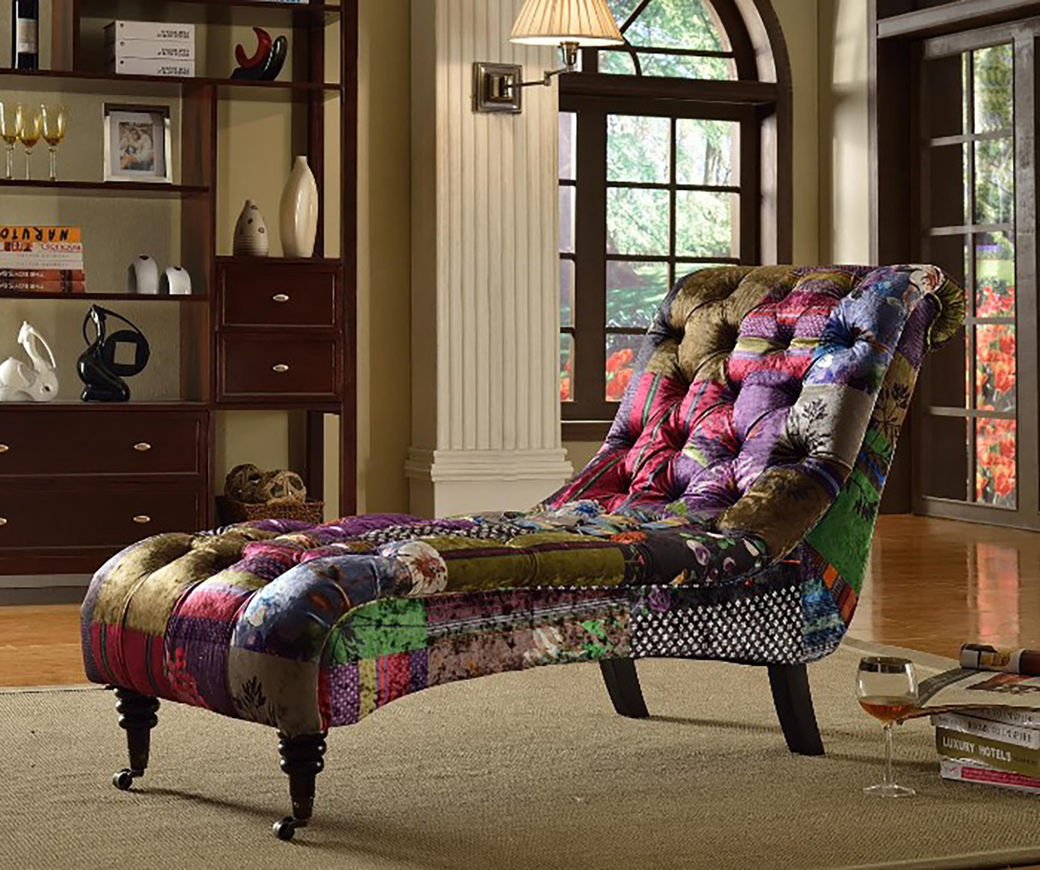 Anna Luxury Fabric Chaise Lounge With Patchwork Patterm eBay