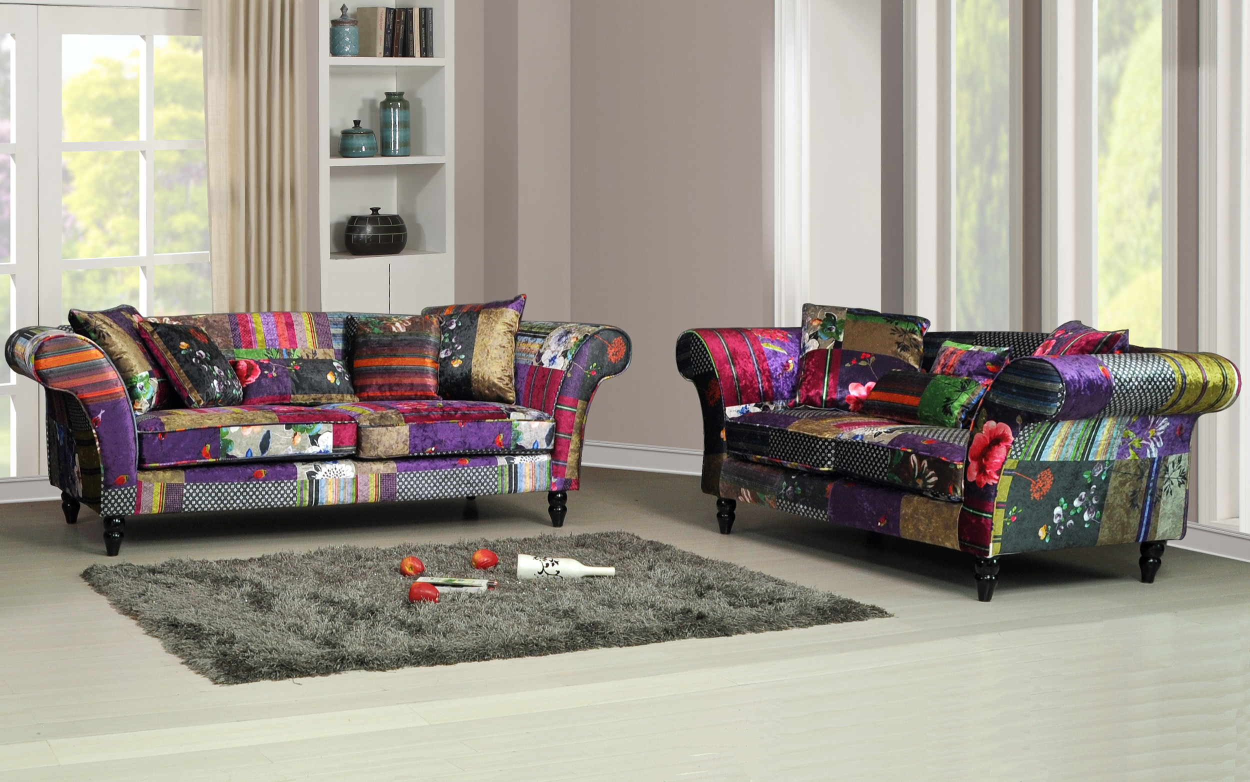 New Anna Wave 3 and 2 seater Luxury Fabric Patchwork Sofas eBay