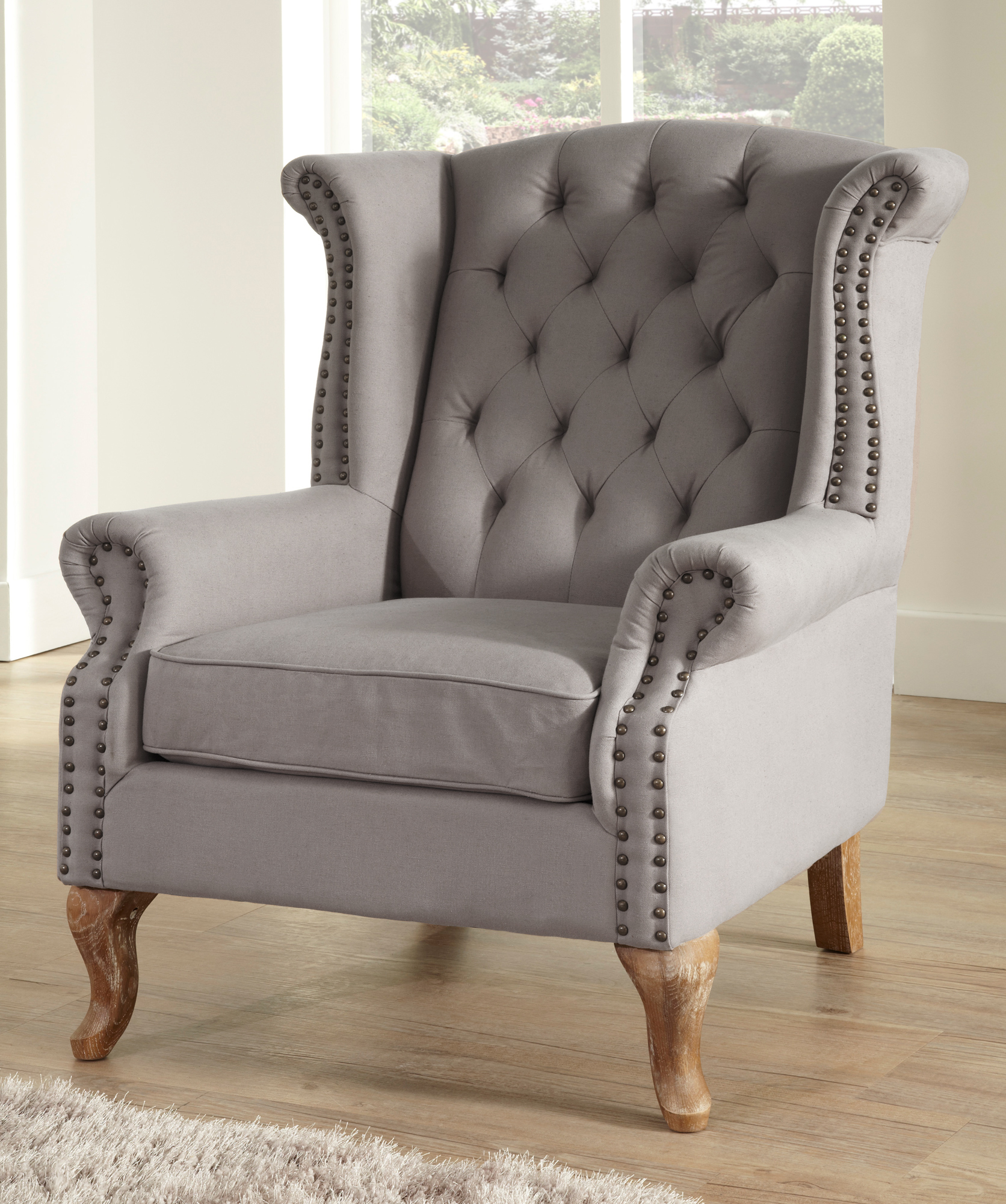 MAYFAIR CHESTERFIELD WINGBACK STONEWASHED LINEN CHAIR (DOVE GREY) | eBay